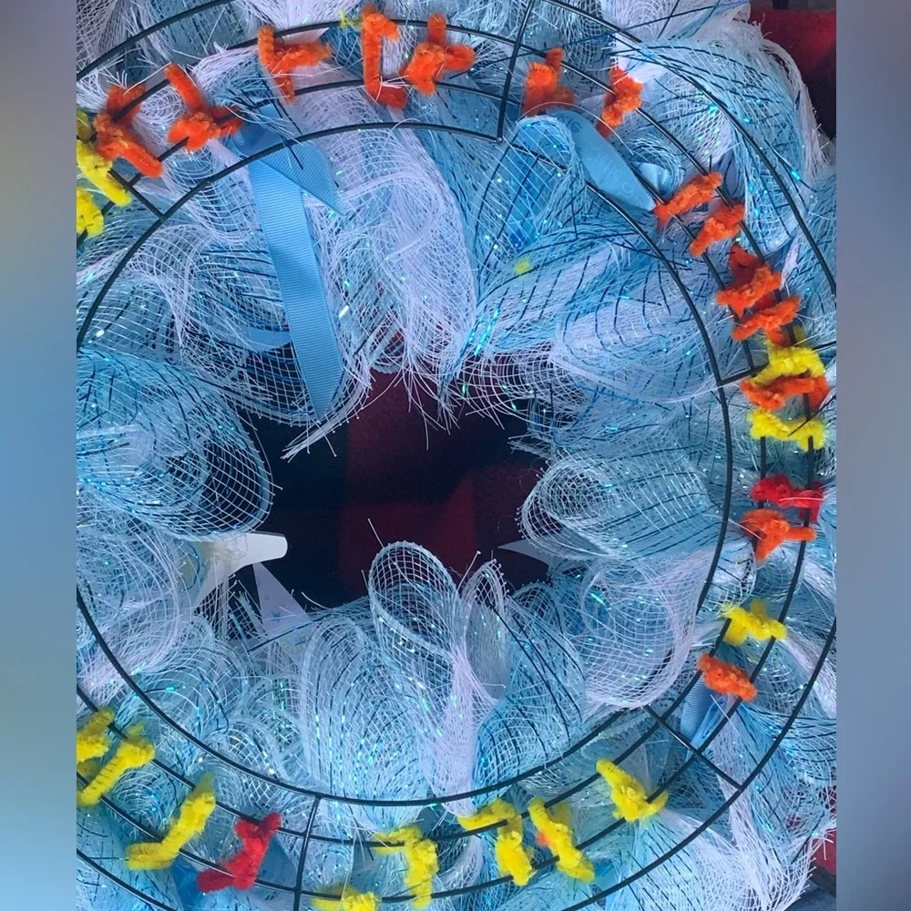 👶🏾👶🏼👶Homemade Mesh Baby Boy Wreath